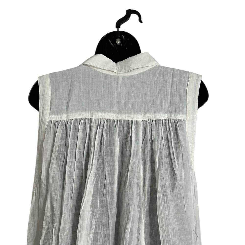 Free People Young Spirit White Asymmetrical Sleeveless Tunic Top/Mini Dress Sz M - Picture 8 of 9